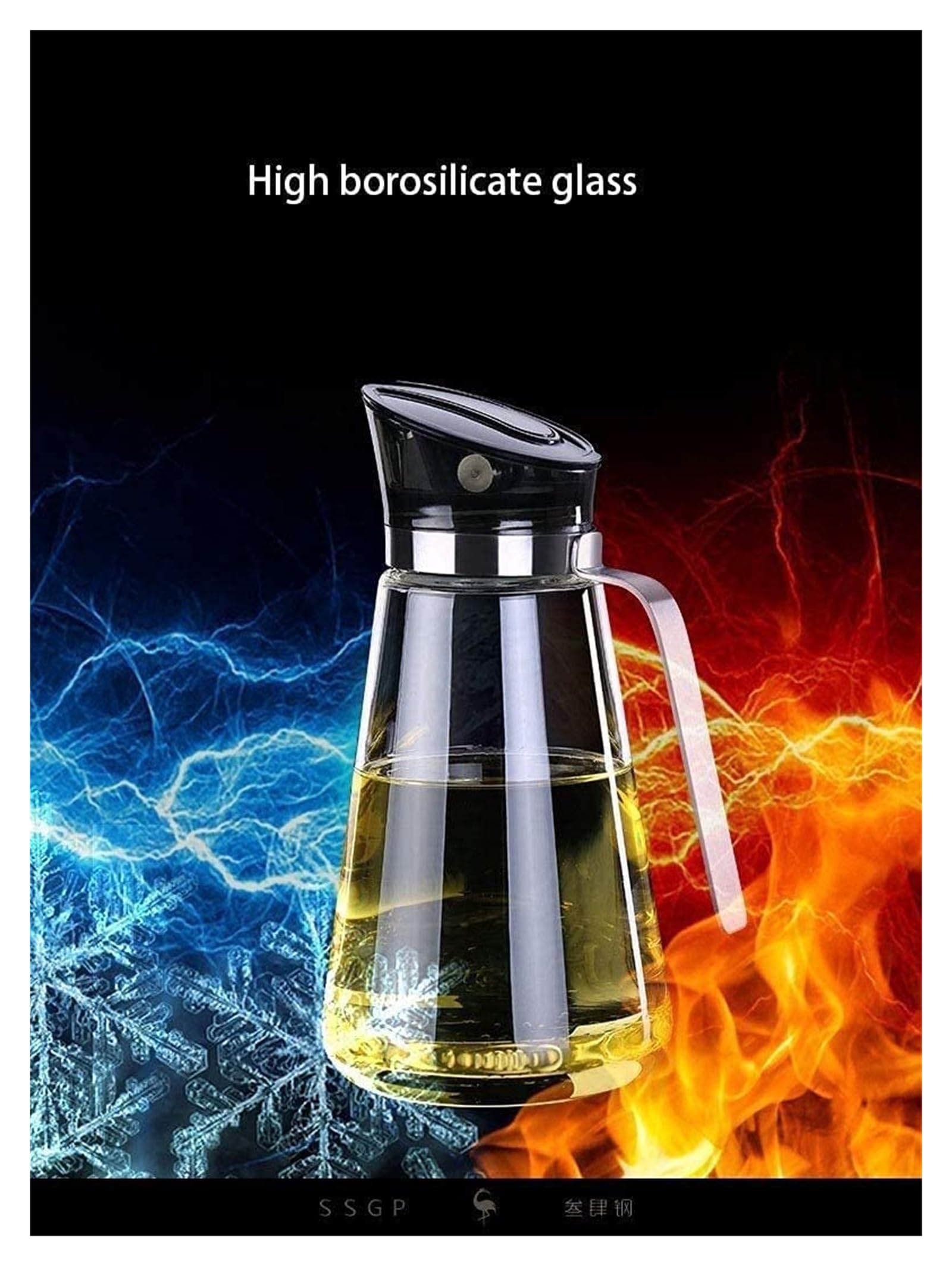 Dosificador de Aceite y Vinagre Dispensador de aceite y vinagre, aceite Bot, botella de vidrio con tapa automática, contenedor de condimentos a prueba de fugas con tapa y tapón automáticos cocinando