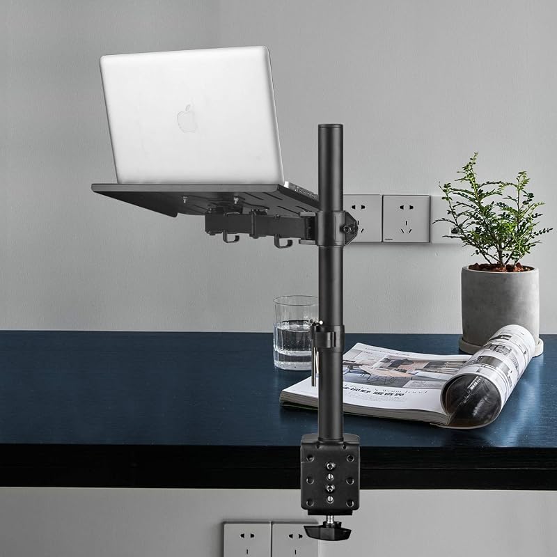 suptek Monitor Tartó Laptop Állvánnyal Teljesen Állítható 13-27 Hüvelykes Képernyőkhöz Fekete Asztali Monitorkar 40cm Rúddal