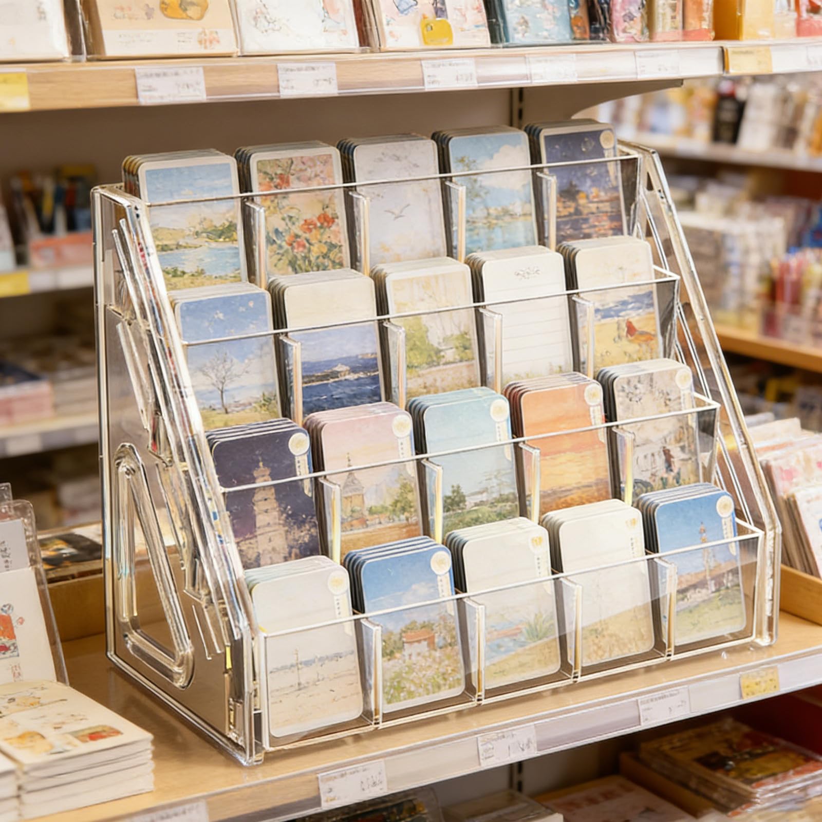 VALICLUD Soporte de Cartas de Mesa de Acrílico Transparente 5 Niveles para Organización Escalonada y Mantenimiento sin Esfuerzo en Espacios de Hogar y Comercio