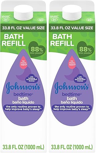 Miniatura 9 de Johnson's Baño para bebé con aromas naturales relajantes y relajantes, hipoalergénico, suave y sin desgarros, esencial para el baño nocturno