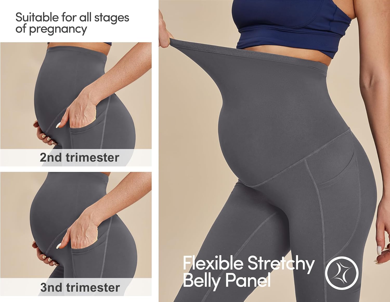 IUGA Fleece Lined Maternity Pants for Work Maternity Sweatpants Flare Leggings Pregnancy Yoga Pants Maternity Clothes - Image 3