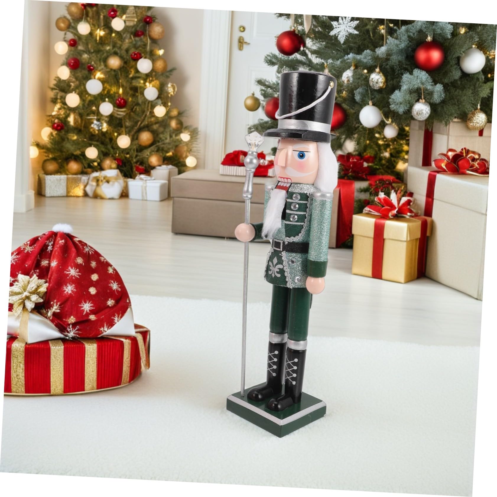 Grüne Handbemalte Holz nussknacker Soldat Figur Stabile Weihnachtsdekoration für Tisch und Festliche Feiern Traditionelle Holzsoldaten Ornamente
