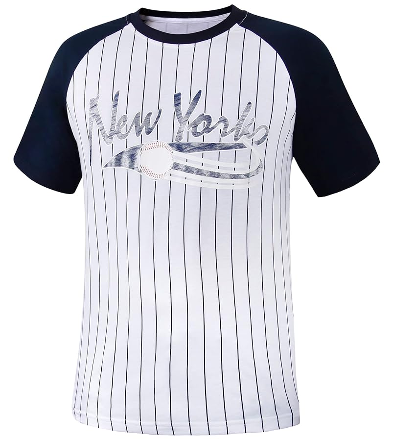 Geneisteck Mens City Baseball Fans V Neck Cage Raglan T-Shirts - Navy & White XX-Large - image 2