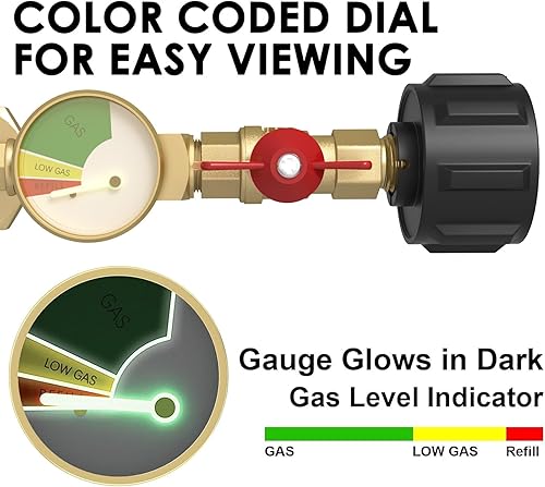 Miniatura 5 de QCC1 Adaptador de codo de repuesto de propano con medidor de tanque de propano Adaptador de presión de recarga de propano de 90 grados con válvula