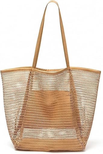 Mesh Beach Tote Womens Shoulder Handbag,Elegant Beach Tote Bag,Stylish and Lightweight Summer Essential
