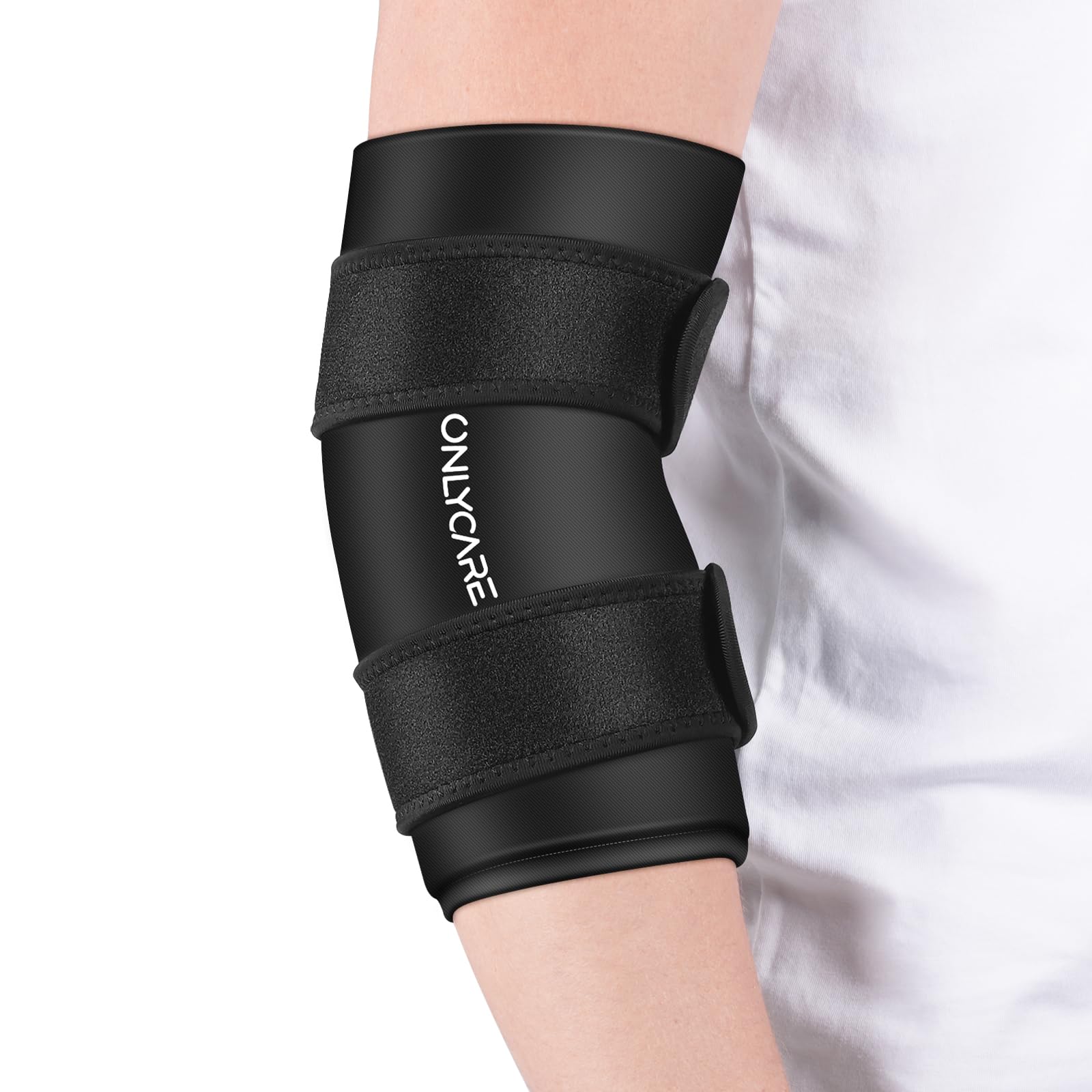 Elbow Ice Pack, ONLYCARE Soothing Compression Sleeve for Injuries, Upgraded Adjustable Gel Ice Pack, Hot & Cold Therapy, Reusable for Tennis Elbow,