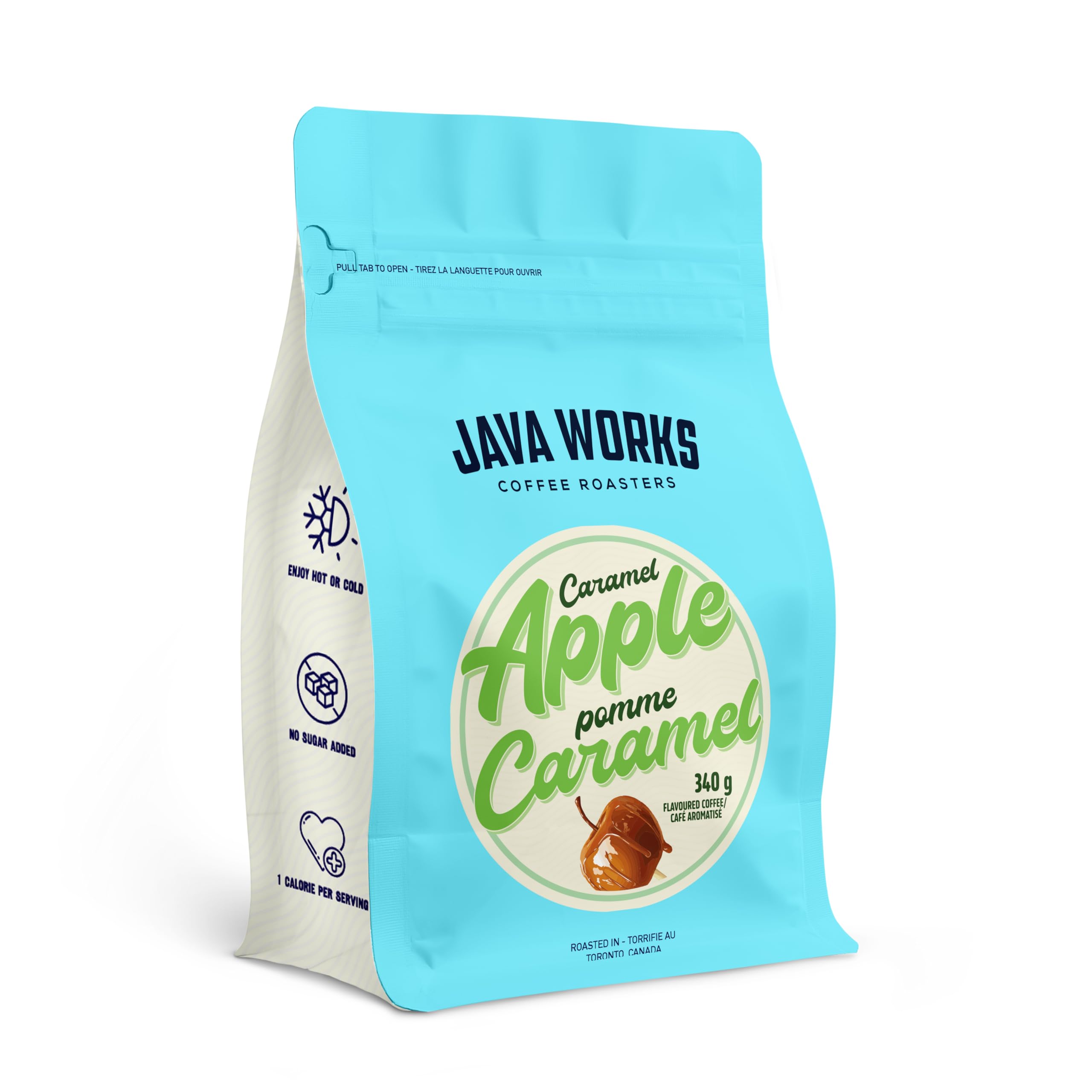Java Works Coffee - Karmelowa kawa o smaku jabłkowym 350 ml średnio palone całe ziarna