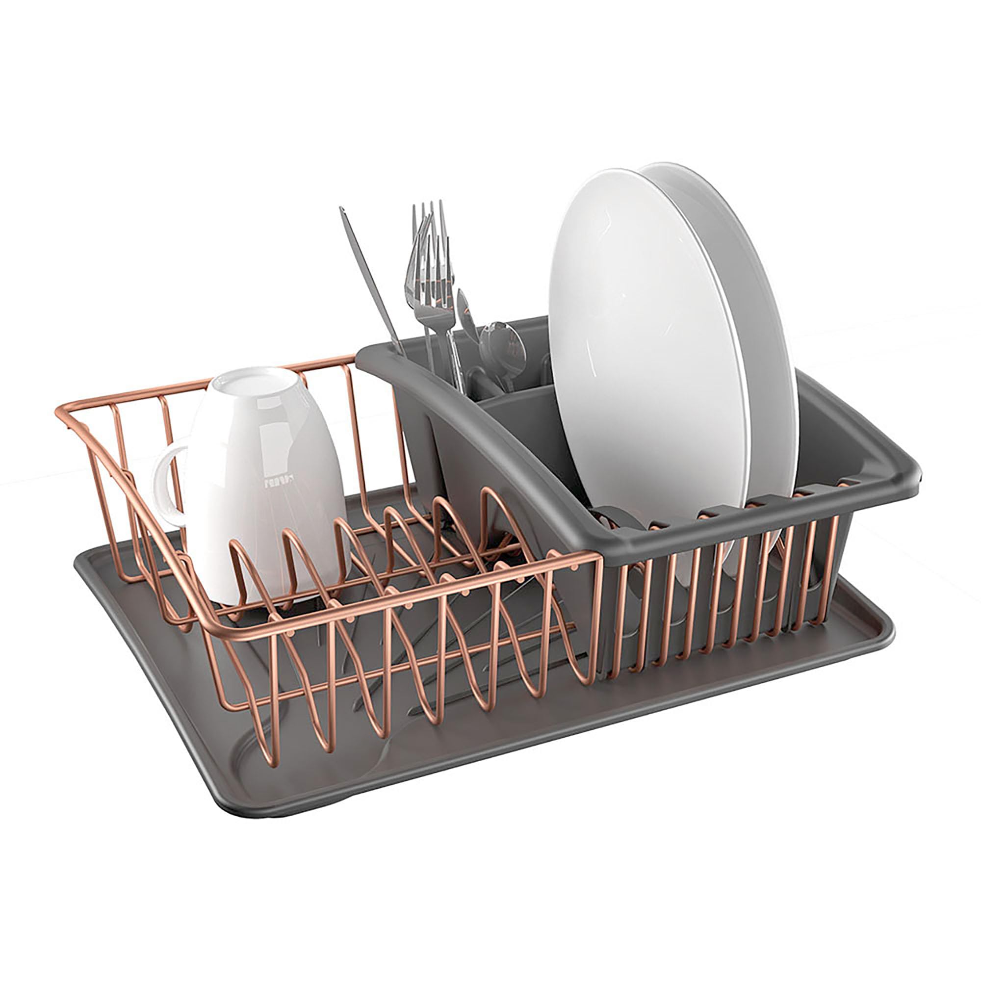 Metaltex Aquatex Copper Dish Drainer with Tray, Metal, Copper, 35x30x12 cm