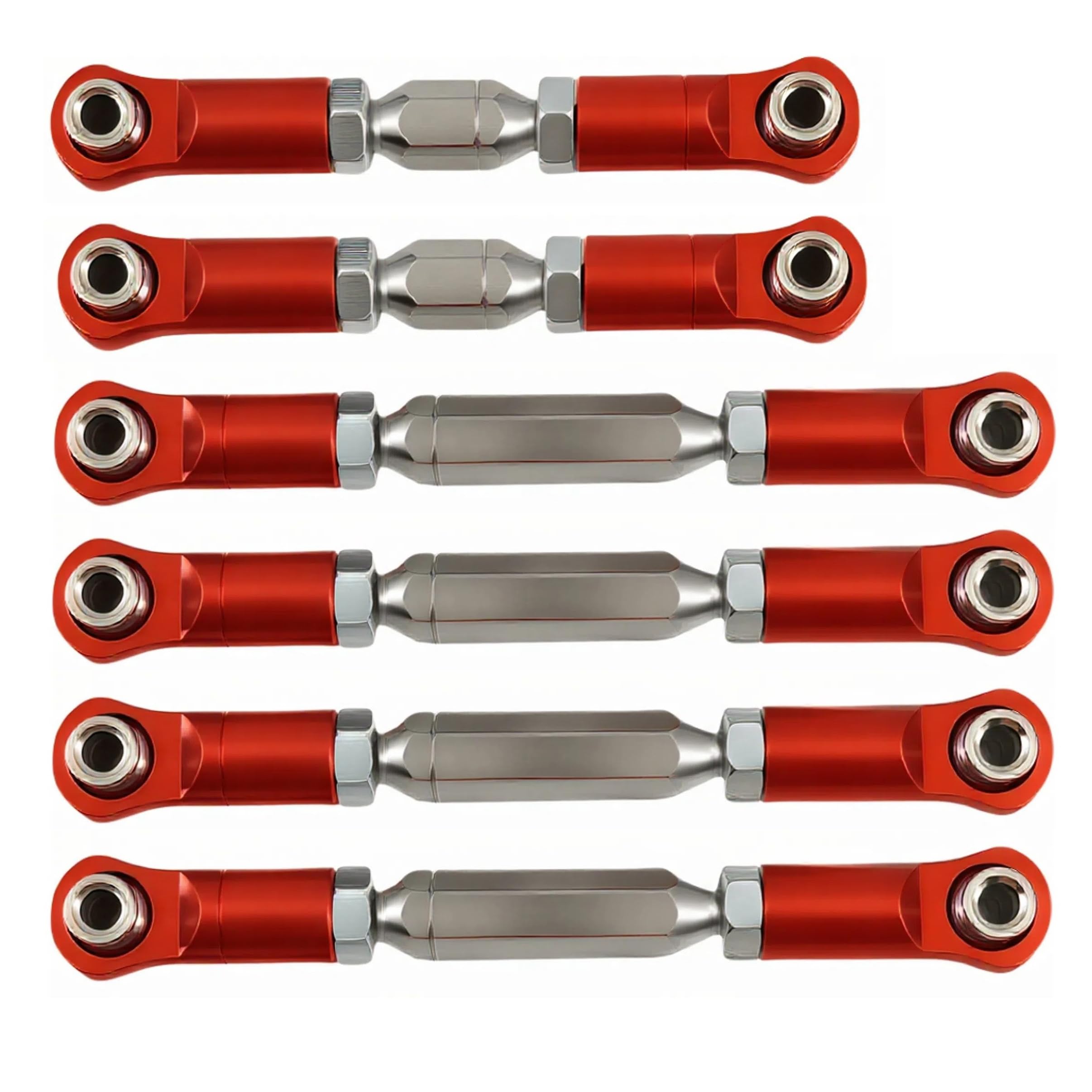 RC Adjustable Tie Rods & Turnbuckles Set, 6PCS Aluminum Toe Links Upgrade for Arrma 1/10 3S Big Rock V3, Typhon, Granite, Senton, Vorteks 550, Replaces AR330446 (Red)