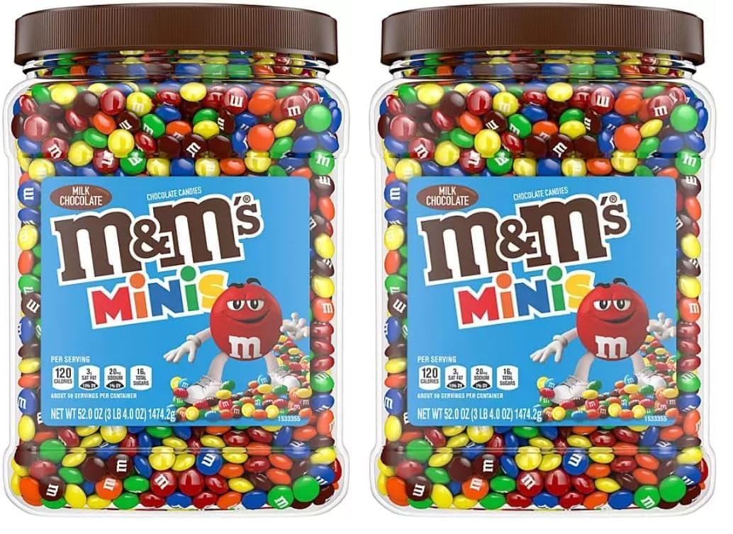 M&M Mini's 52 Oz Chocolate Candy Bulk Jars (2 Pack)