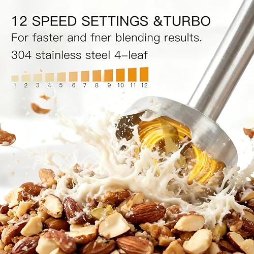 Miniatura 3 de 3-in-1 Immersion Hand Blender, Powerful MOTOR 12-Speed Stick Blender with Sturdy Titanium Plated Stainless Steel Blades
