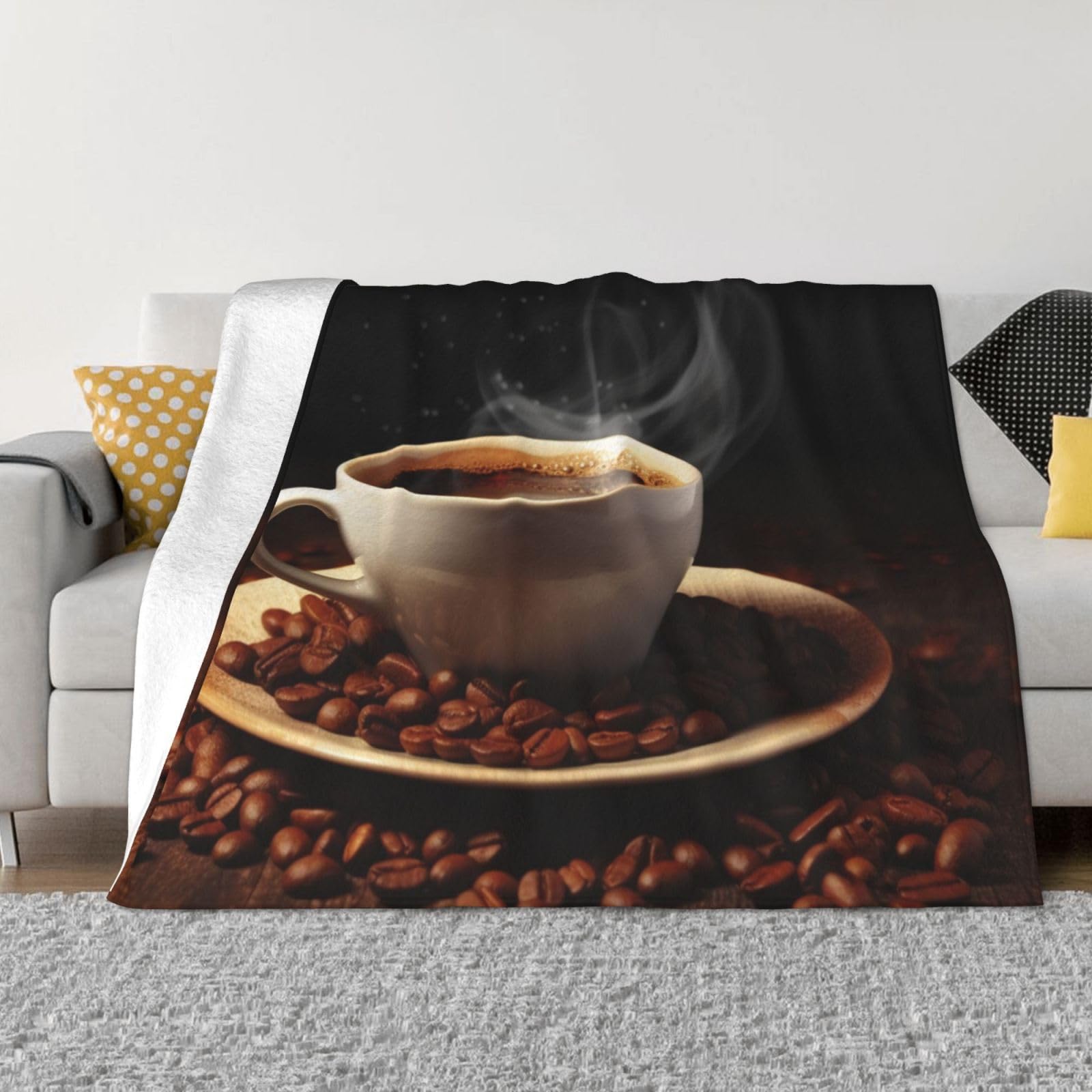 Couverture en flanelle pour salon et bureau plaid café ultra doux