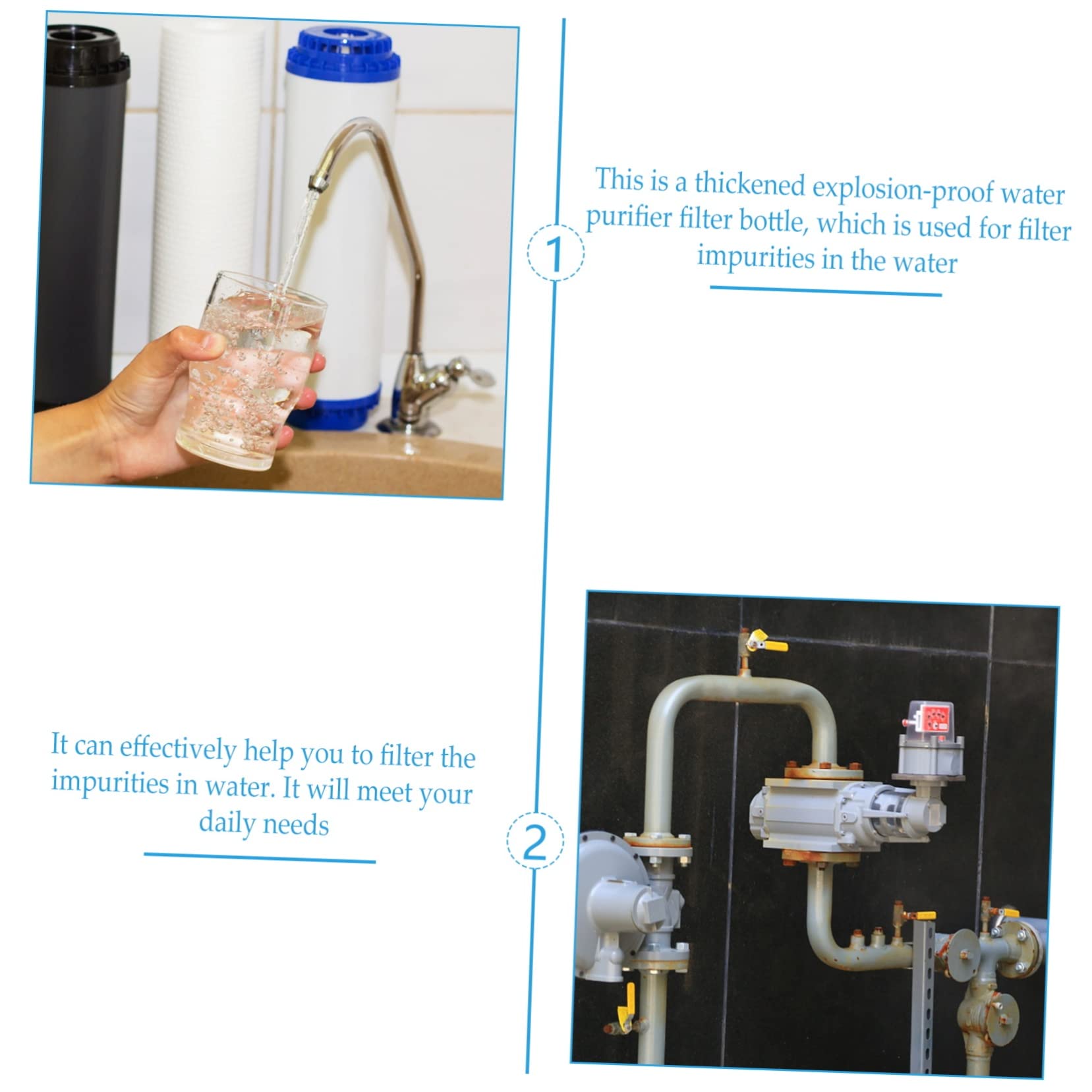 Bouteille Filtrante 10 Pouces Antidéflagrante pour Purificateur D'eau, en Pet et Pp, Filtre les Impuretés, Cuisine et Robinet