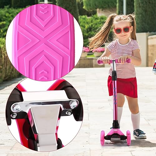 Miniatura 3 de Patinete de 3 ruedas para niños de 6 a 12 años, scooter para niños con ruedas iluminadas, diseño de cubierta resistente y 4 alturas ajustables,