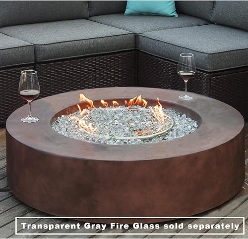Miniatura 2 de COSIEST Mesa de centro para fogata de propano para exteriores con base redonda de bronce oscuro de 42 pulgadas, certificado, quemador de acero
