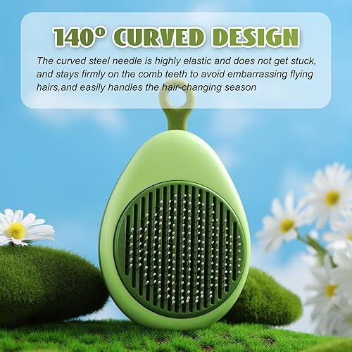 Miniatura 6 de Cepillo de aseo para gatos, bonito cepillo en forma de fruta para perros y gatos, elimina el pelo suelto y los enredos, cepillo fácil de limpiar,
