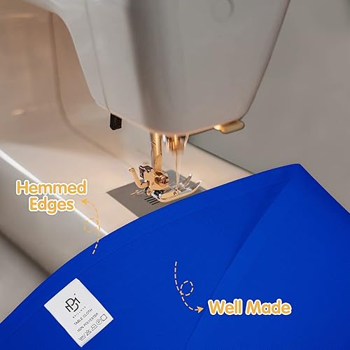 Miniatura 4 de BRILLMAX Paquete de 4 manteles redondos color azul rey de 132 pulgadas, tela de lino de poliéster lavable a granel, para bodas, recepciones,