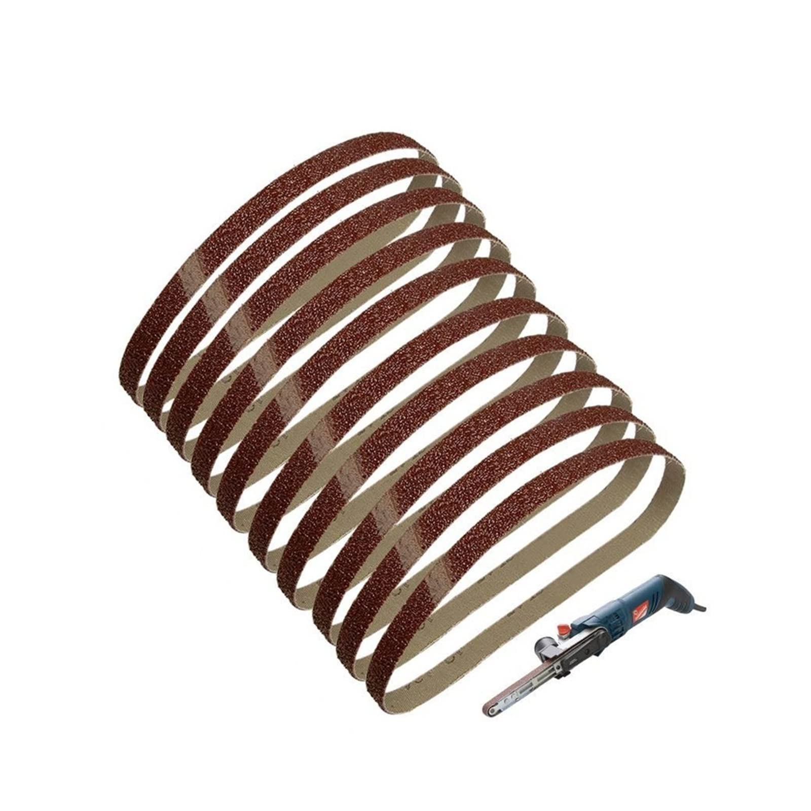 SHALLEZSOU Sander belt 10pcs 13x457mm Sanding Belts Abrasive 1/2"x18" Sandpaper 40 60 80 120 180 240 Grit Aluminium Oxide Woodworking Accessories(Grit 40)