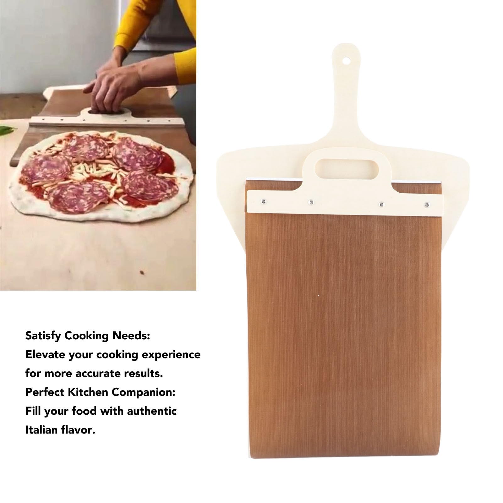 Pizza Board, Sliding Pizza Peel Wood Shovel Pizza Spatula Paddle with Handle Light Weight Comfortable Grip Paddle Spatula for Baking Homemade Pizza Kitchen