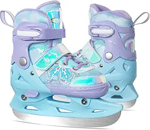 Nattork Adjustable Kids Ice Skates - 4 Size Adjustable Hockey Lace-Up Skates with Warm Plush Lining, Triple Safety Ankle Support, Stainless Steel Blades - Perfect for Boys and Girls Aged 3-12 product image