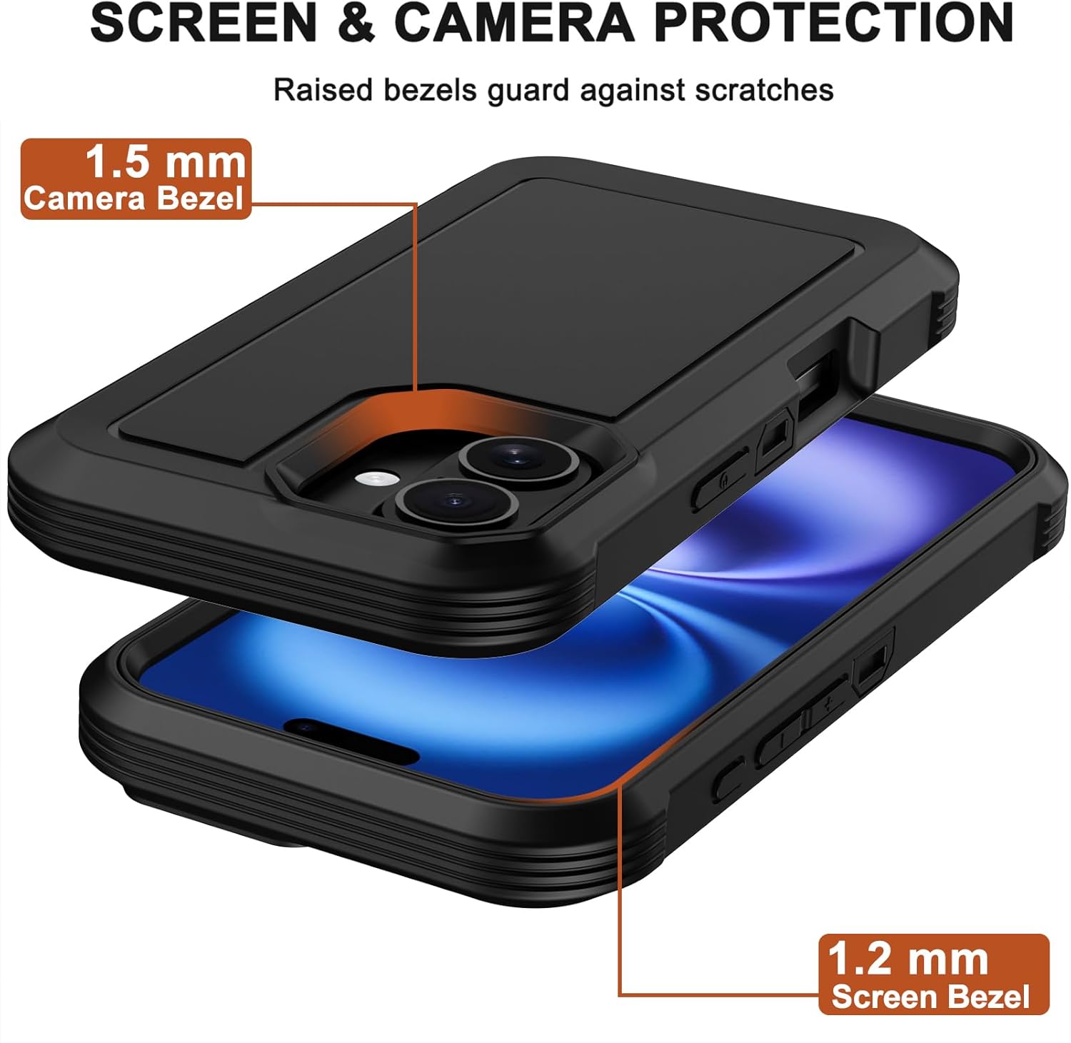 RubCase for iPhone 16 Plus Case 6.7” with Belt Clip Holster, 2X Screen Protector, Heavy Duty Military Grade Full Body Shockproof Drop Proof Rugged Protective Cover for iPhone 16 Plus (Black) - Image 5