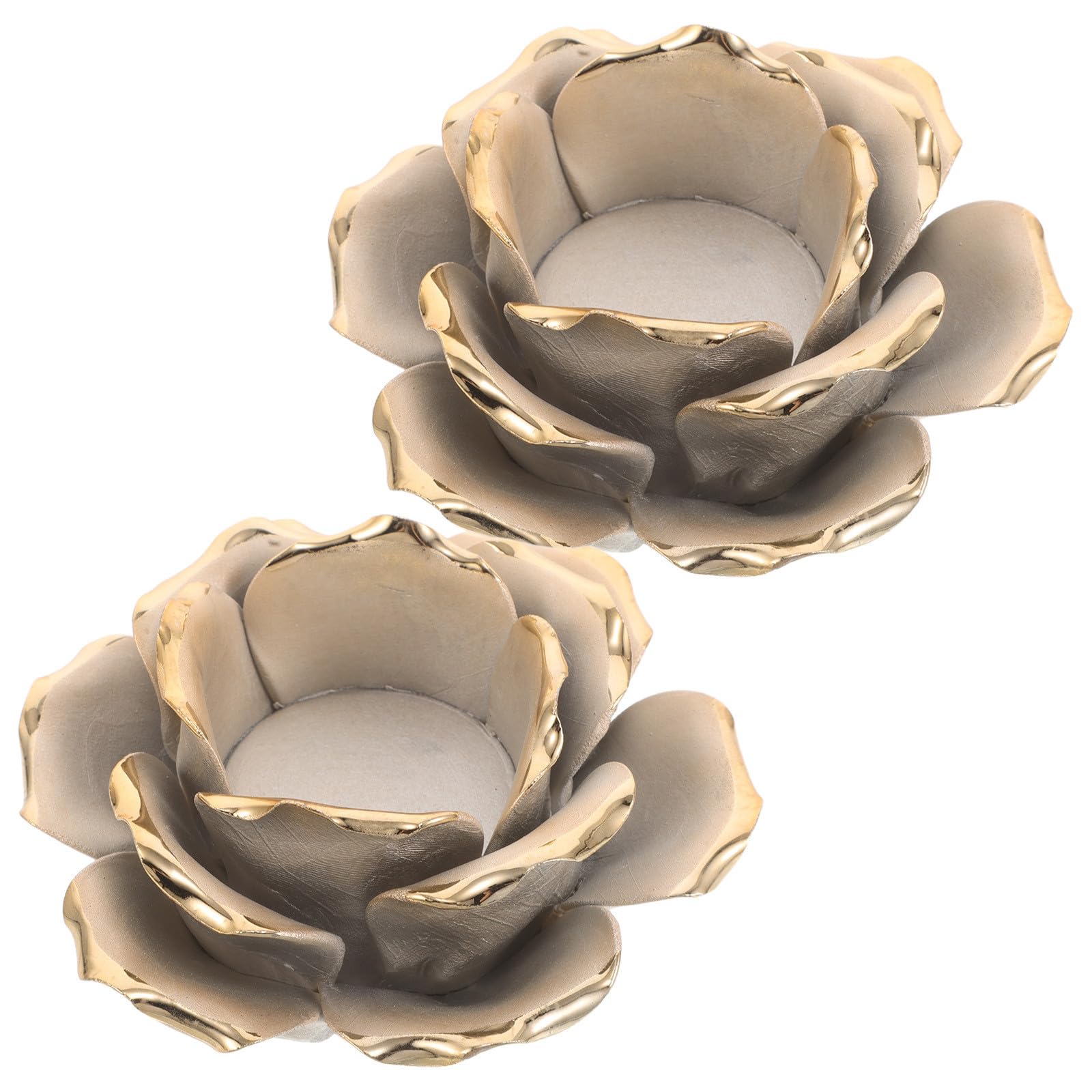 Porta Candele Tealight in Ceramica a Forma di Rosa 2 Pezzi, Decorazione da Tavolo Vintage Design Floreale Elegante, Facile da Pulire per Occasioni Speciali