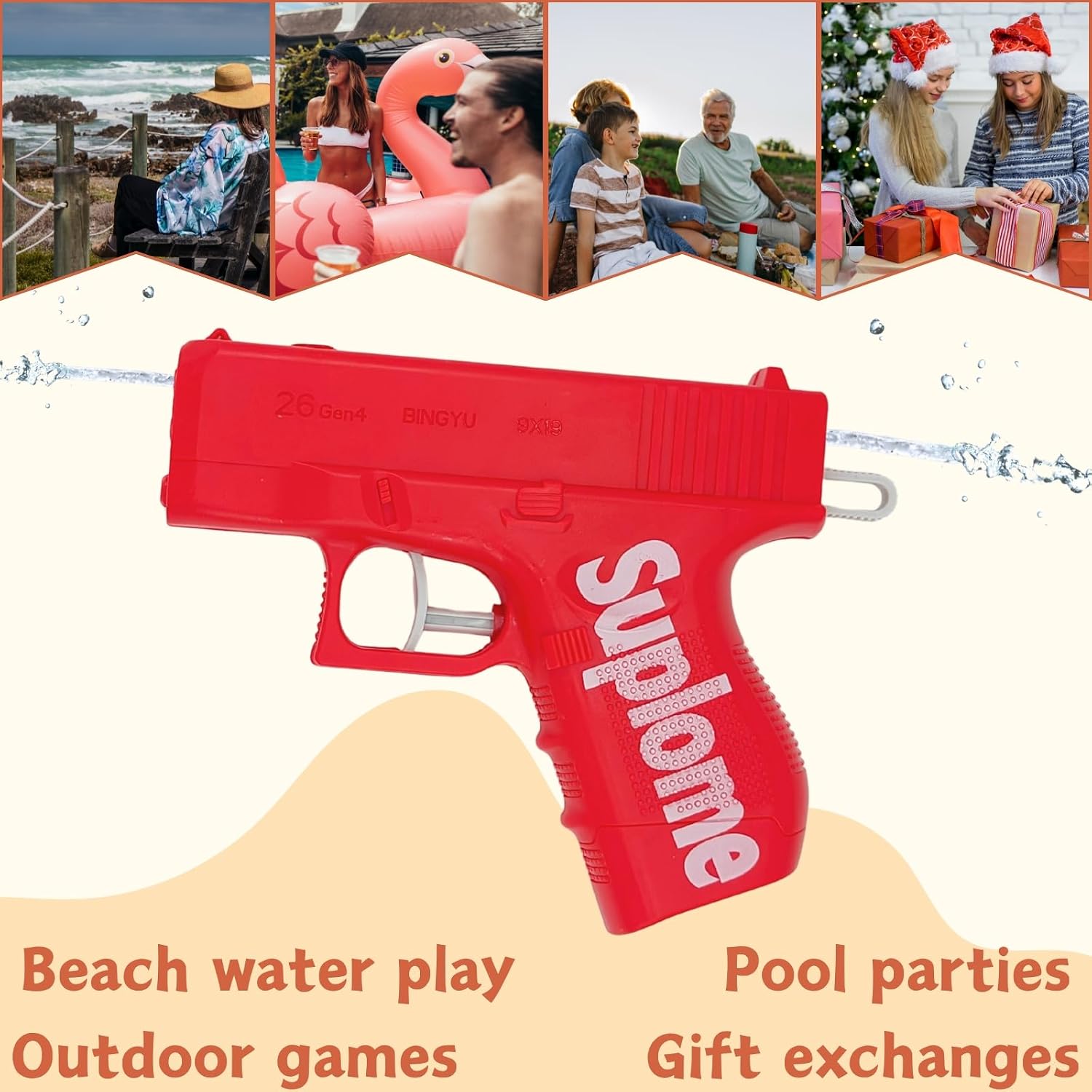 Upgraded Version Two-Way Water Gun, Reverse Water Spray Creative Battle, Hidden Prank Not Easily Detected, Suitable for Water Gun Parties, Beach Entertainment (Red)