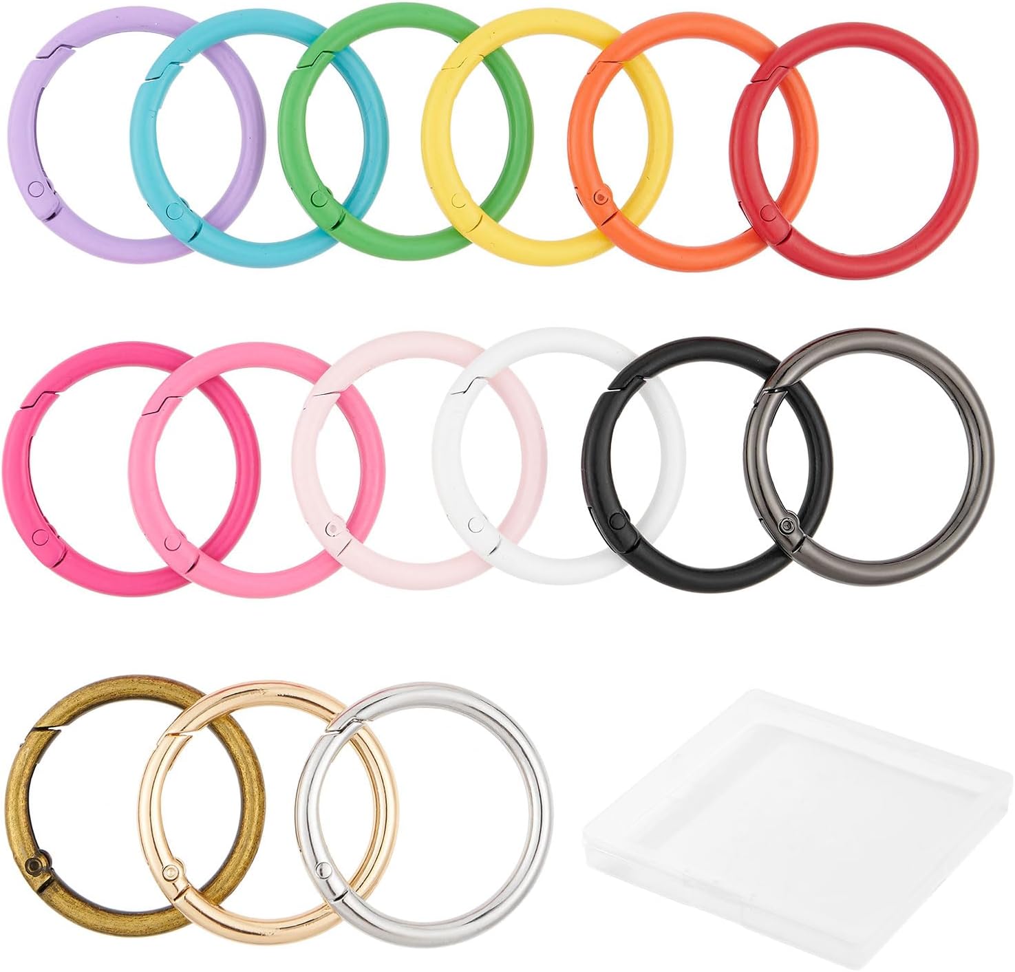 15pcs Trigger Spring O Rings Round,Metal Keychain Ring Round Carabiner Clips for Keyrings Buckle, Bags,Purses - Image 4