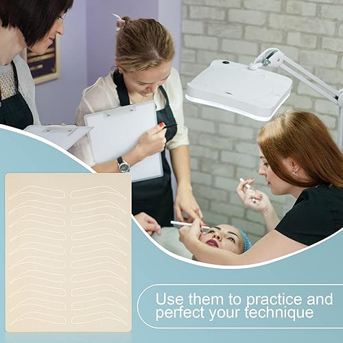 Miniatura 10 de 16 piezas de suministros de microblading piel de práctica de doble cara para cejas, sin tinta, maquillaje de piel, pieles de silicona para practicar