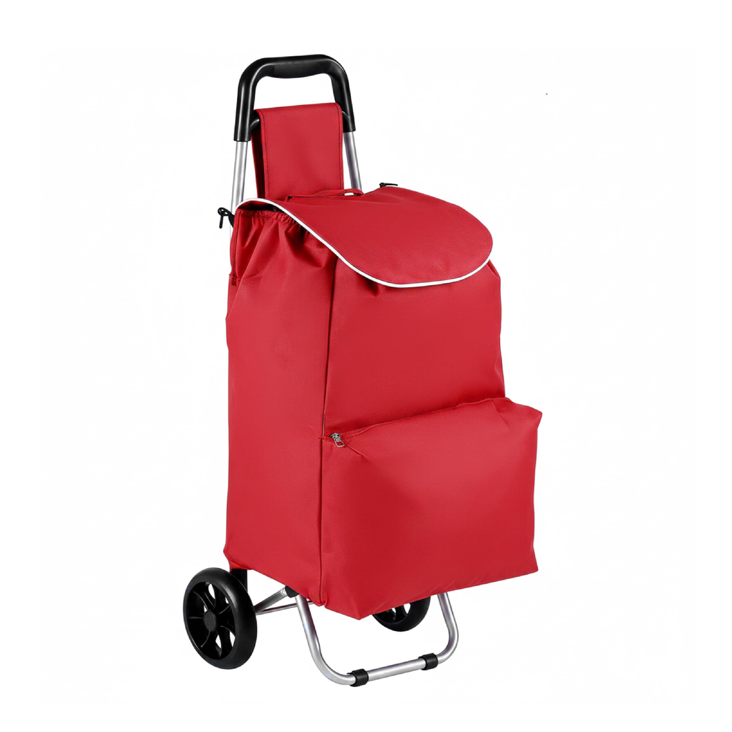 Baroni Home Carrello Porta Spesa 35L, Trolley Spesa con Ruote Tassellate, Impugnatura Ergonomica, Tasca Portaoggetti Frontale, Dimensioni 35x35x94 cm (Rosso)