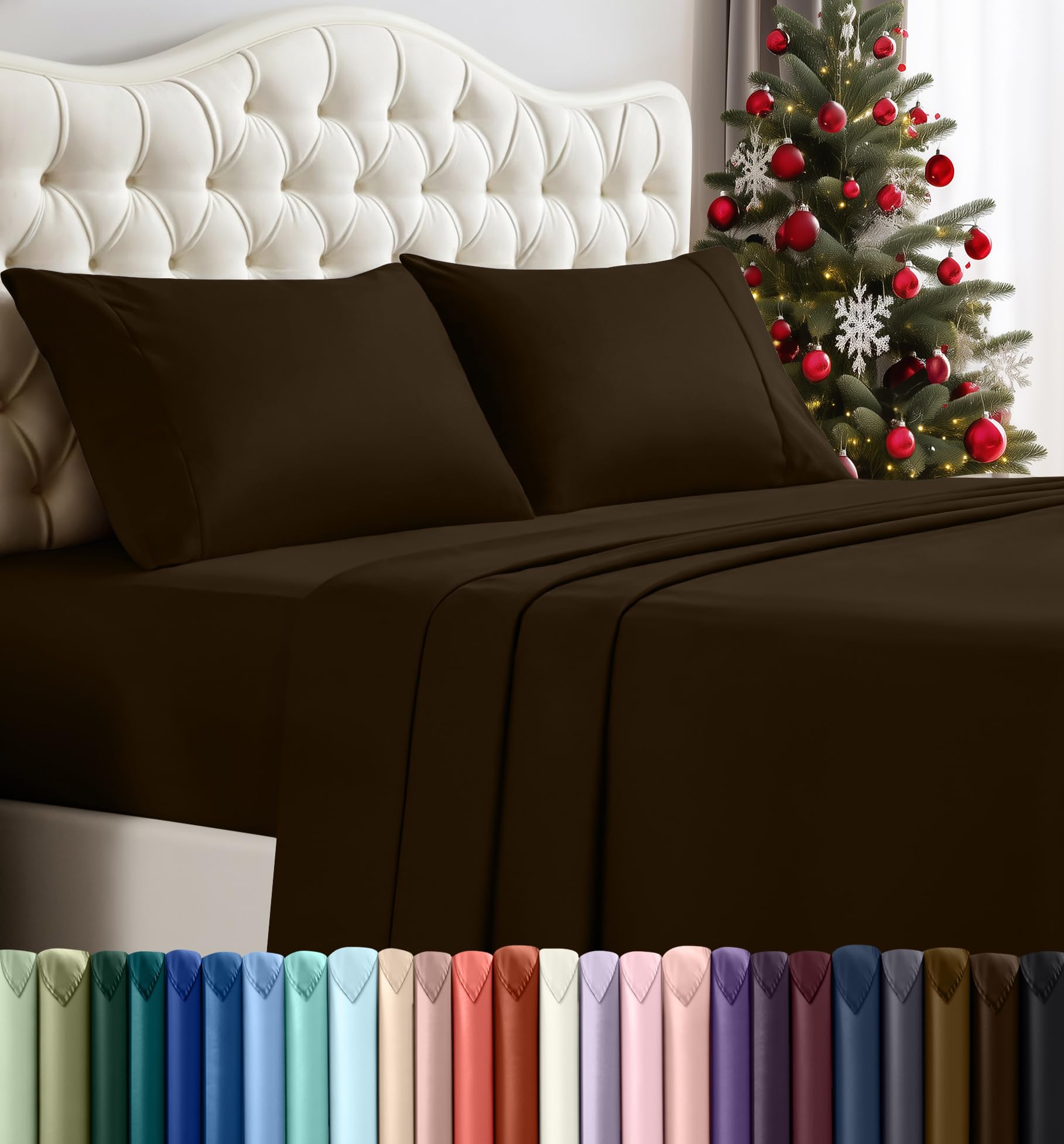 Utopia Bedding Queen Bed Sheets Set - 4 Piece Bedding - Brushed Microfiber - Shrinkage and Fade Resistant - Easy Care (Queen, Brown)