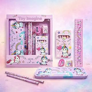 Toy Imagine Unicorn-Themed Stationery Set for Kids – 12 Pcs School Kit with Pencil Case, Pencils, Eraser, Ruler, Sharpener Price In India