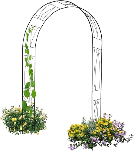 Arcos y cenadores de jardín para exteriores, cenador de metal negro para plantas trepadoras, vides, rosas, arco de boda