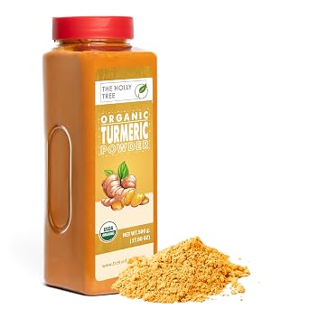 Organic Turmeric Powder 17.60 oz Turmeric Powder Organic for Cooking, Drinks & Skin USDA Certified, Ground Turmeric Spice The Holly Tree