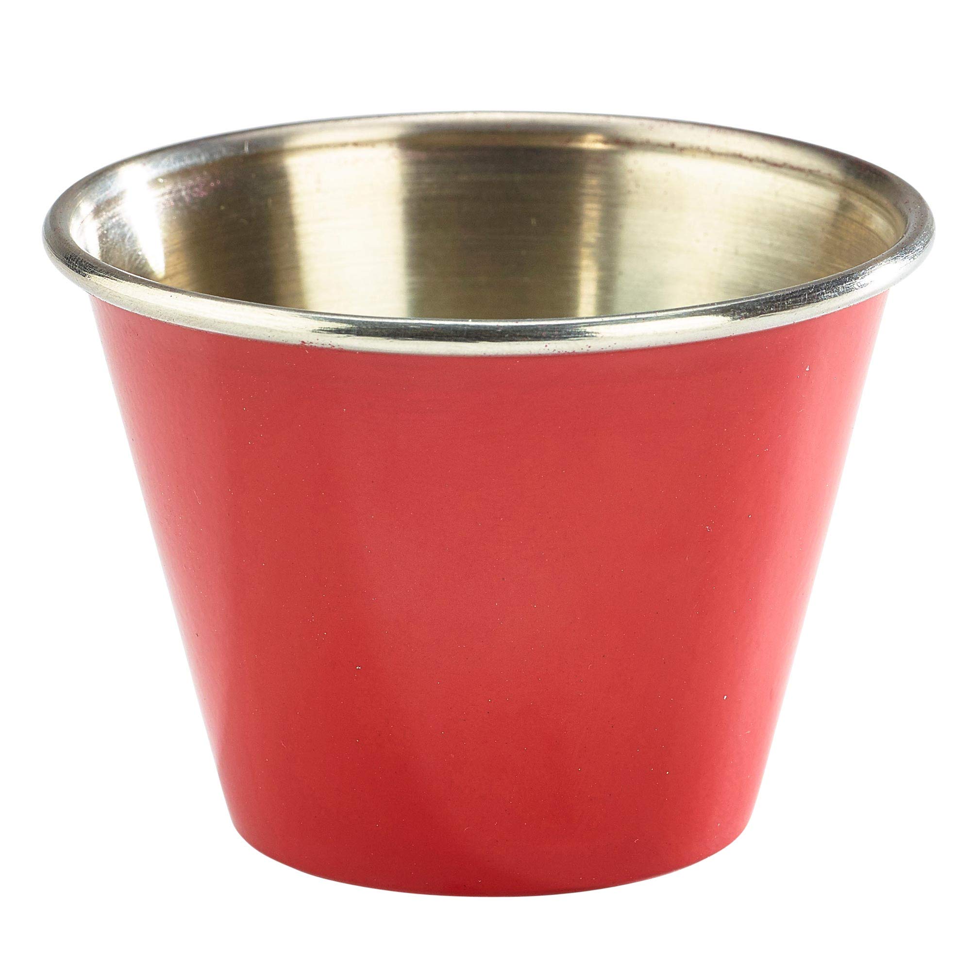 Genware Red Stainless Steel Ramekins 2.5Oz / 71Ml - Set Of 4 - Colou Sauce Pots