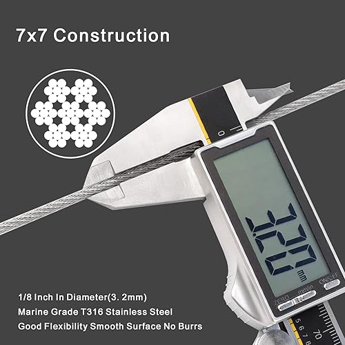 Miniatura 4 de ATOLS Cable de acero inoxidable T316 de 18 pulgadas con cortador, cable de alambre de 500 pies para kit de barandilla de cable de cubierta,