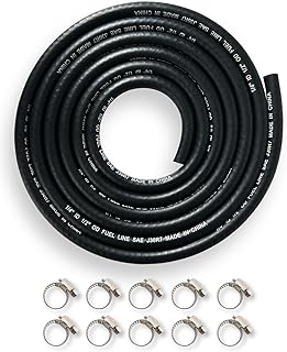 YAMAKATO 1/4 Inch ID Fuel Line Hose Reinforced 6 Feet w/ 10 Clamps NBR SAE 30R7 for Tecumseh 30705 Briggs 791745