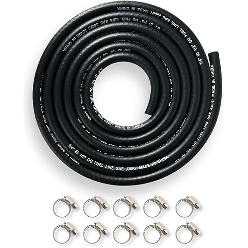 YAMAKATO 1/4 Inch ID Fuel Line Hose Reinforced 6 Feet w/ 10 Clamps NBR SAE 30R7 for Tecumseh 30705 Briggs 791745