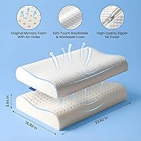 Vista 2 de Almohada de espuma viscoelástica de contorno original con bolsa – almohada cervical ergonómica para el cuello para dormir de lado y boca arriba