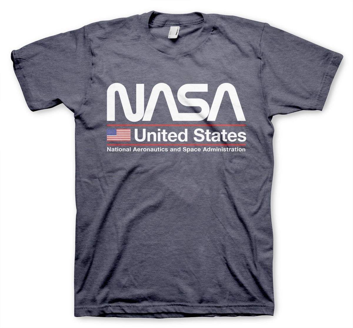 Nasa Men's Navy-Heather Officially Licensed United States T-Shirt (Navy-Heather), Medium