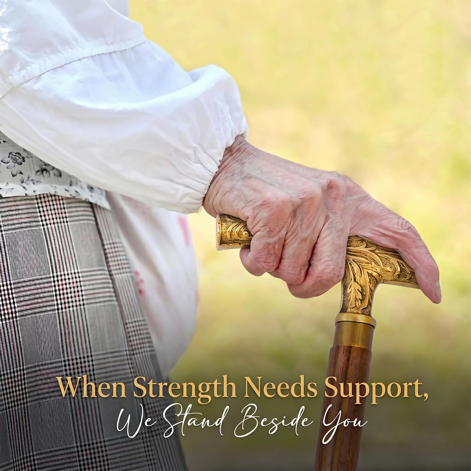 ITOS365 Premium Wooden Walking Stick for Men & Women | Detachable 3-Piece Cane with Brass Designer Handle | Travel-Friendly Support Stick with Anti-Slip Rubber Tip 4