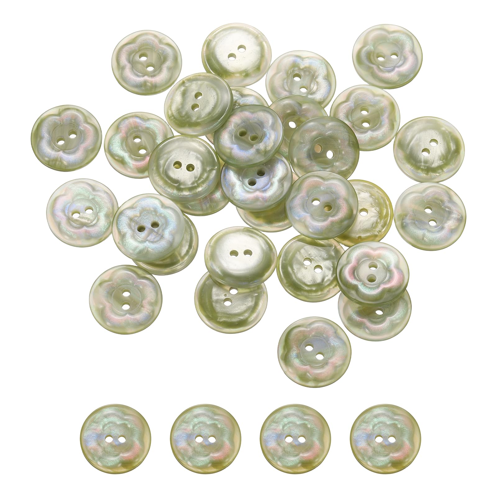 sourcing map 30Pcs Resin Buttons, 13/16" (20mm) 2 Holes Sewing Craft Elegant Shirt Buttons for Sewing Blouse Coat Windbreaker Hat Doll Decoration DIY Crafts (Round, Green)