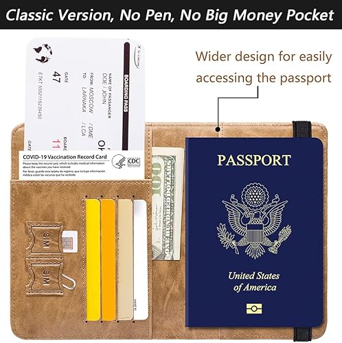 Miniatura 3 de Funda para pasaporte con bloqueo RFID de piel, organizador de documentos de viaje), 43237-2