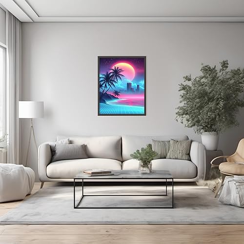 Miniatura 4 de Posterizer 1 pcs - funky 1980s synthwave festival poster inspired - neon grids -3 - Retro Art - Gift for Men Women Teens - Decor for Home & Office -