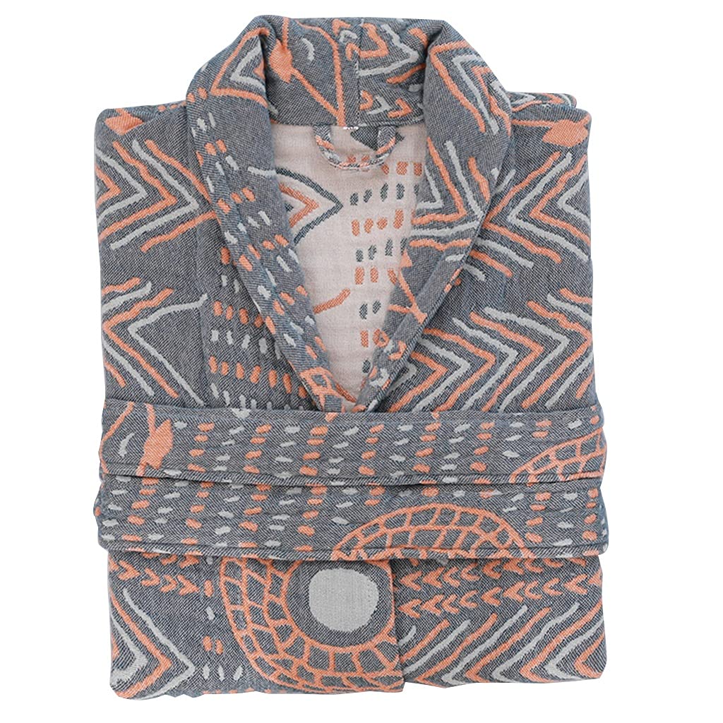 XUEMML Accappatoio Uomo Cotone， Camicia da Notte Uomini E Donne, Lussuosa Vestaglia Kimono, Accappatoio 100% Cotone, 4 Strati di Garza Pigiama Doccia (Color : Dark Grey, Size : L)