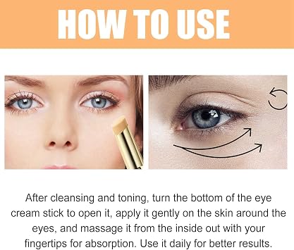 Vitamin C Eye Cream Stick,Brighten Vitamin C Eye Balm,Moisturised Glow Eye Care Stick,Anti Wrinkle Eye Cream Stick for Puffy Eyes,Cooling & Hydrating Eye Cream Moisturizer Stick,Eye Cream Anti Aging