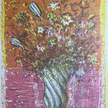 Amazon.co.jp: 小野州一 『花』 54180 リトグラフ 石版画 直筆