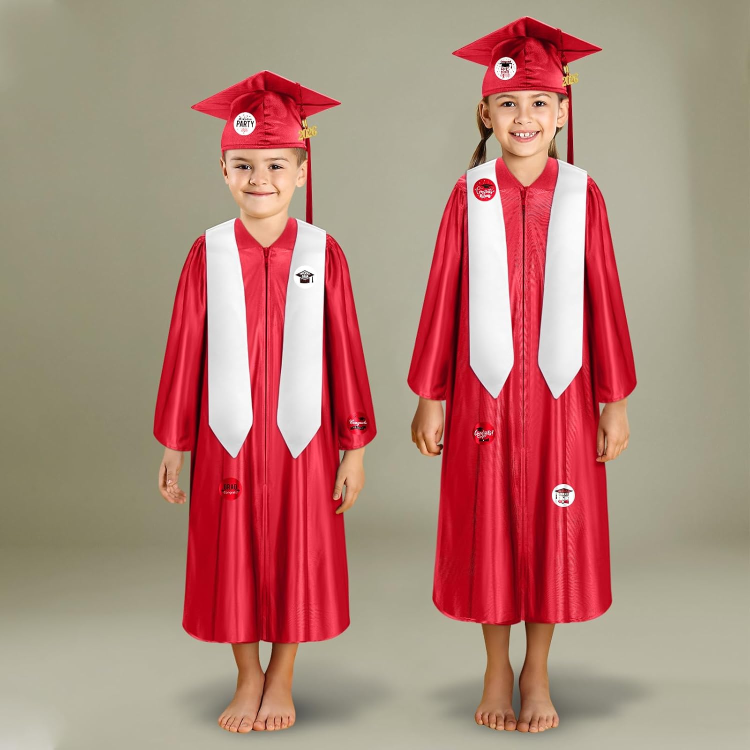 Zhanmai 2026 Preschool and Kindergarten Graduation Cap Gown Stole Set with Tassel Certificate Sticker for Kid Toddler Gift