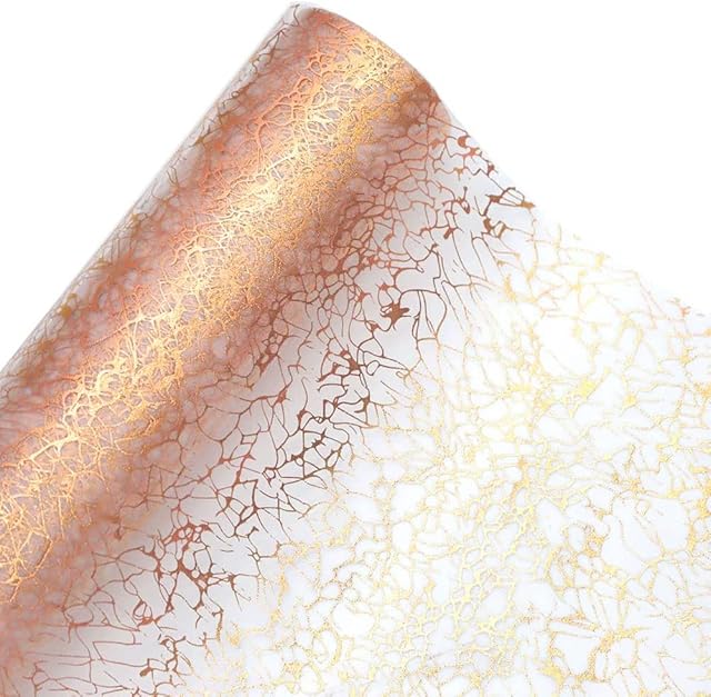 15M Metallic Table Runner Rose Gold,Wave Fibre Silk Roll Gift Floral DIY Wrapping Ribbon for Birthday Party Wedding Baby Shower Valentine's Day Festival Easter Table Decoration