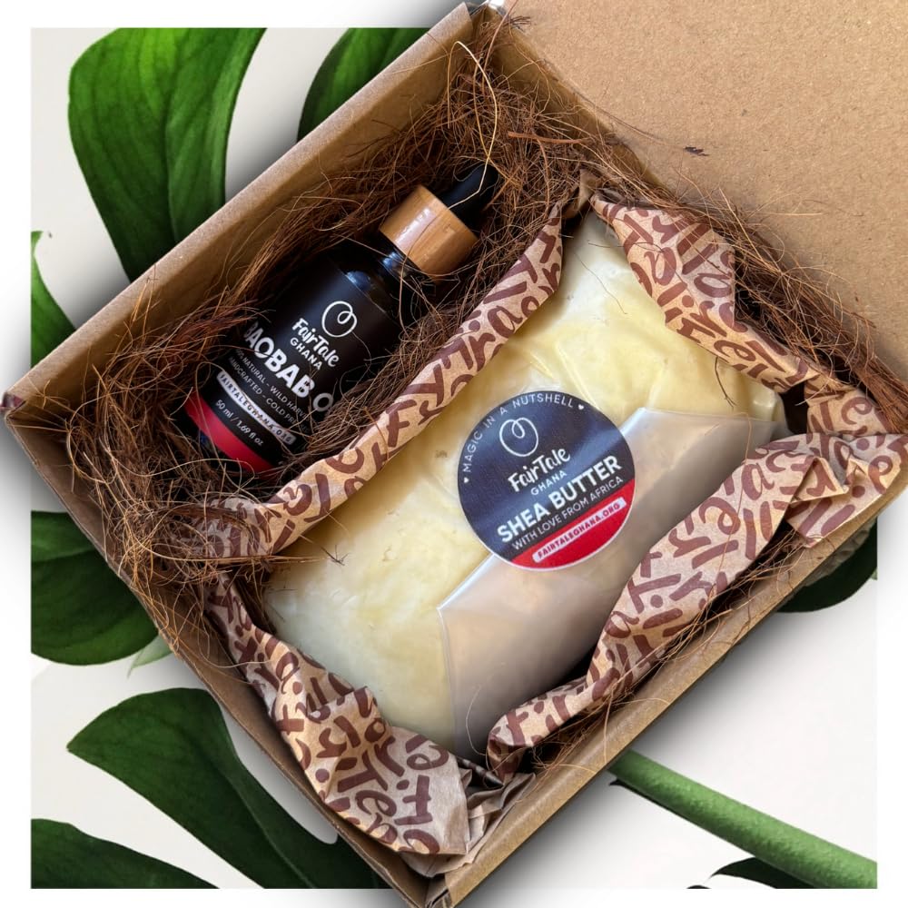 Raw African Shea Butter 16oz / 450g + Baobab Oil 1.69 fl oz / 50ml Set